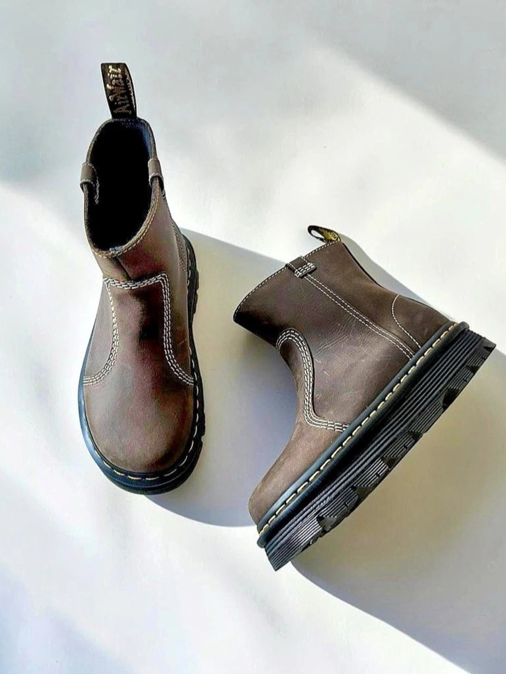 Dr. Martens Zebzag Rigger Brown Leather Boots Women’s 11/ Men’s 10